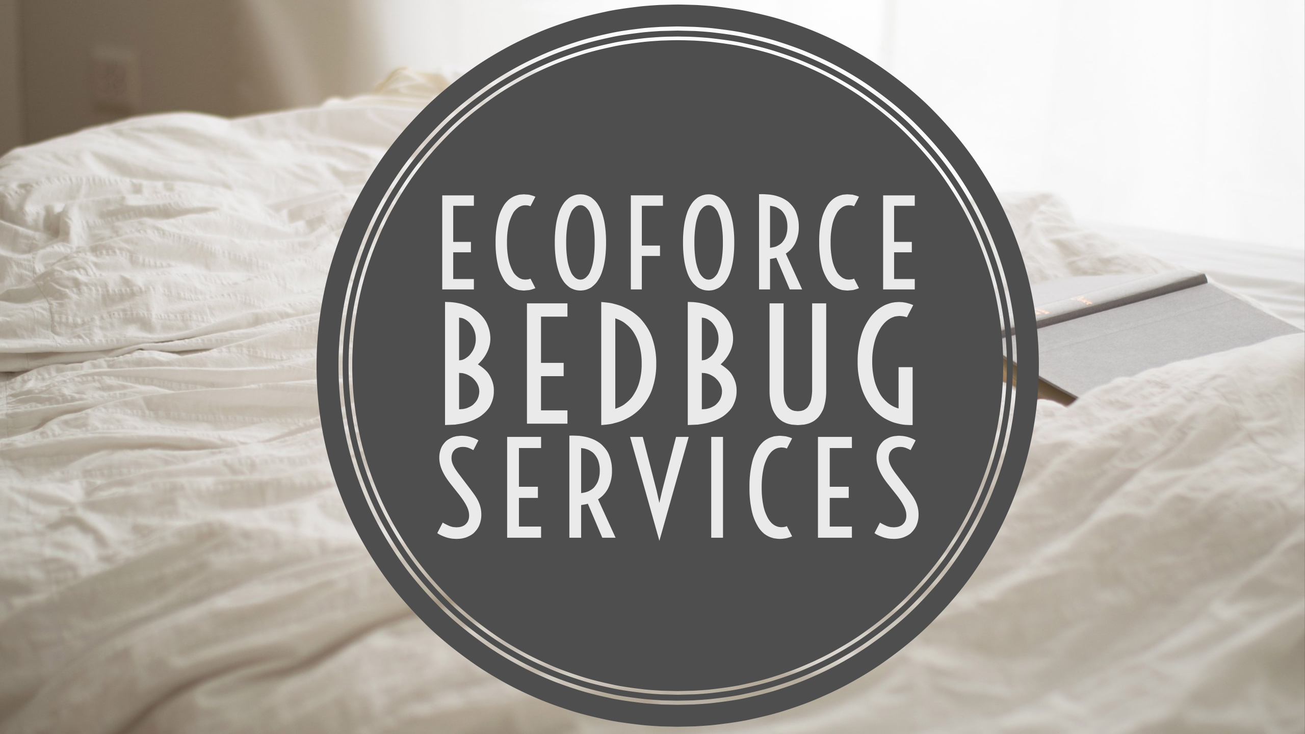 EcoForce Bed Bug Services branded image on a bed